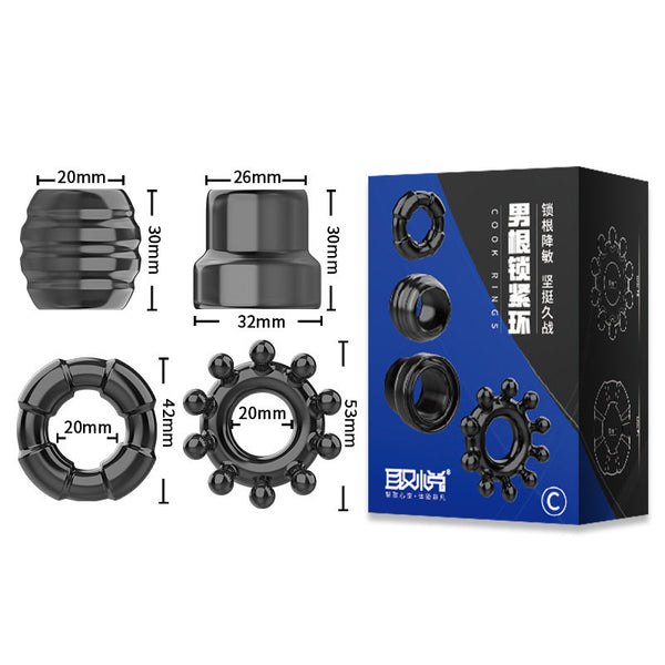 QY Black Cock Ring Set C
