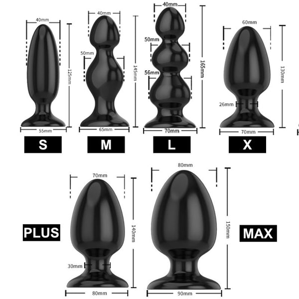 QY Glossy Black Anal Plug Max